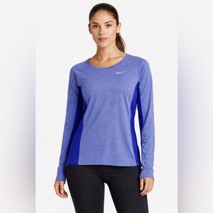 Nike Long Sleeve Performance Tee in Heather Purple and Royal Blue